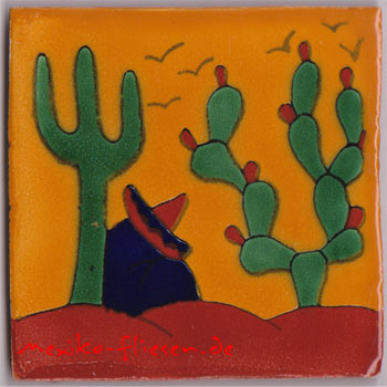 9-12-116 - Handbemalte Fliese 10x10 - Rancherito mango