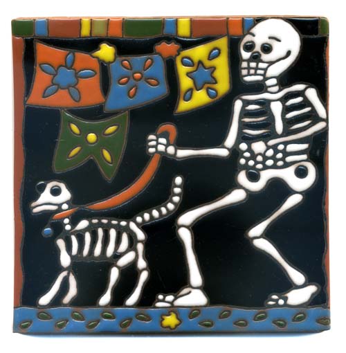 5-2-3704 - Relief-Fliese 10x10 - Gassi gehen, Hund