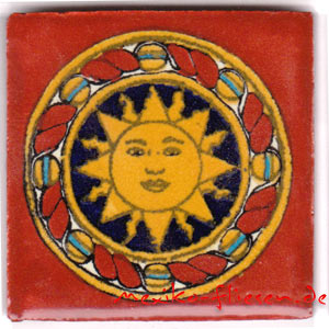 9-13-15 - Handbemalte Fliese 5x5 - Sol Medallon TC