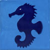 Handbemalte Fliese 10x10 - Caballito de mar turqueza