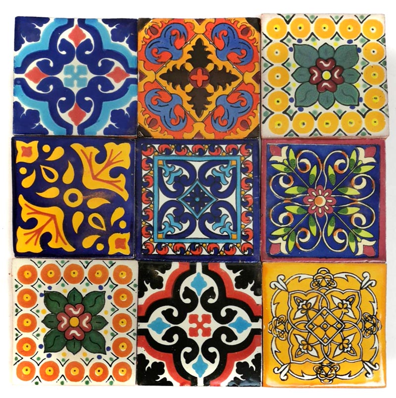 Fliesenset 9 Stück - Campeche - bunt Mix ca. 32x32 cm