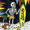 Relief-Fliese 15x15 - Surfer-Skelett