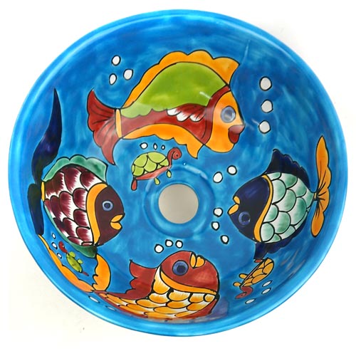Mini-Waschbecken, rund 28 cm, Fische