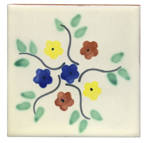 5-2-33-16 - Handbemalte Fliese 10x10 - Bouquet
