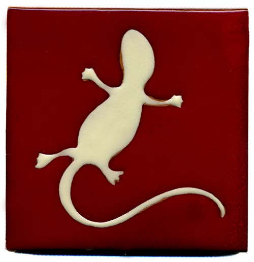 5-2-40-09 - Outdoor Relief-Fliese - 10x10 - Gecko blanco - rojo