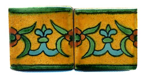 Handbemalte Fliese 5x5, Lilia mostaza