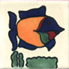 Handbemalte Fliese 5x5 - Pez angel blanco