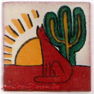 9-13-33 - Handbemalte Fliese 5x5 - Coyote