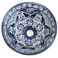 Mini-Waschbecken, rund 28 cm, Talavera azul