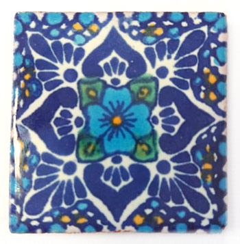 9-13-99 - Handbemalte Fliese 5x5 - Azucena turqueza