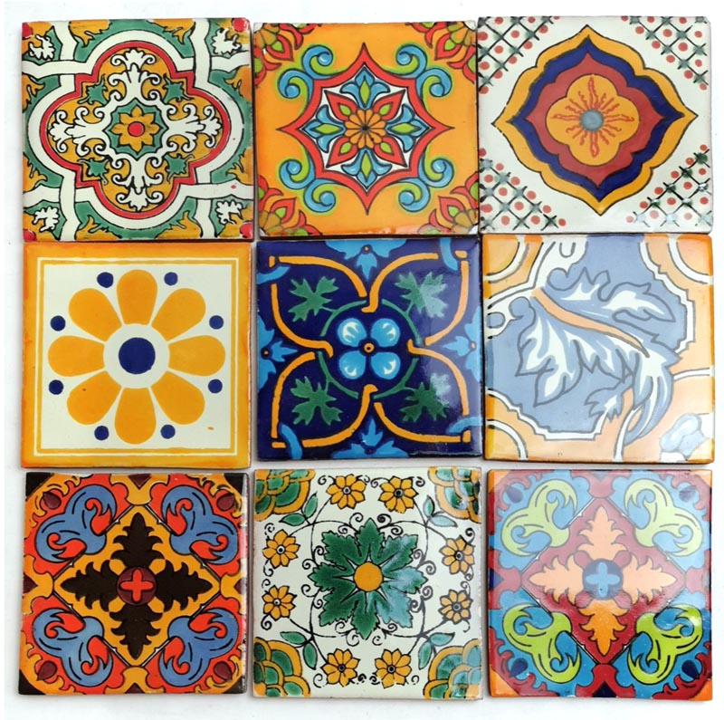 Fliesenset 9 Stück - Merida - bunt Mix ca. 32x32 cm