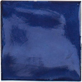 9-11-14 - Handbemalte Fliese 10x10 - blau gewaschen