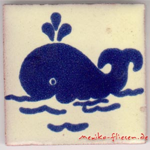 9-13-65 - Handbemalte Fliese 5x5 - Ballena