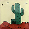 Handbemalte Fliese 10x10 - Cactus