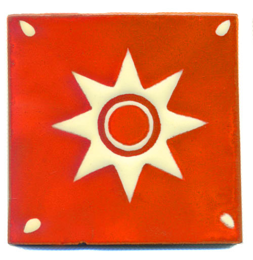 5-2-21-01 - Relief-Serie 10x10 - Estrella blanca, fondo naranja