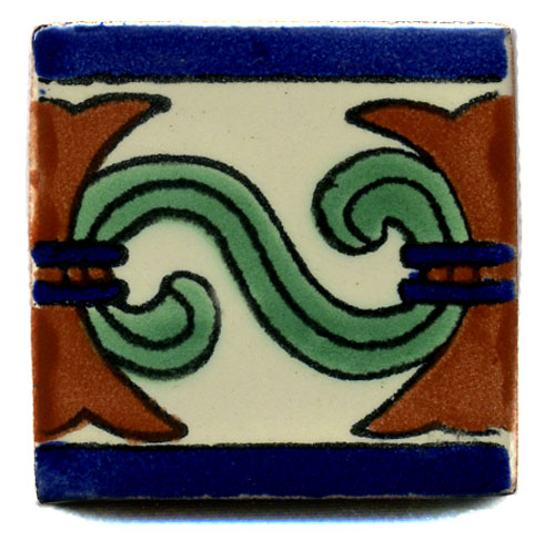 5-2-3001w2 - Handbemalte Fliese 5x5, Corinto, Bordüre