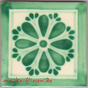 5-2-33-86 - Handbemalte Fliese 10x10 - Amapola Pluma verde