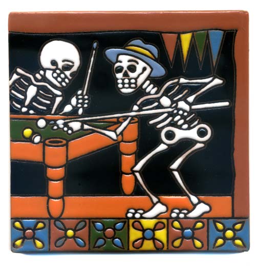 5-2-3713 - Relief-Fliese 10x10 - Billardspieler
