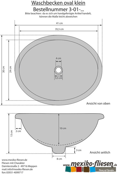 Kleines Waschbecken, oval, Guia Violets