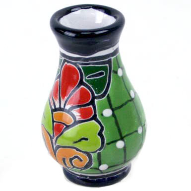 71-09-04L - Vase mini, Talavera, handbemalt, hellgrün