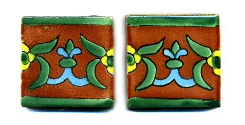Handbemalte Fliese 5x5, Lilia Marron, Bordüre