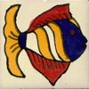 Handbemalte Fliese 5x5 - Pez fondo blanco