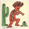Handbemalte Fliese 5x5 - Kokopelli blanco