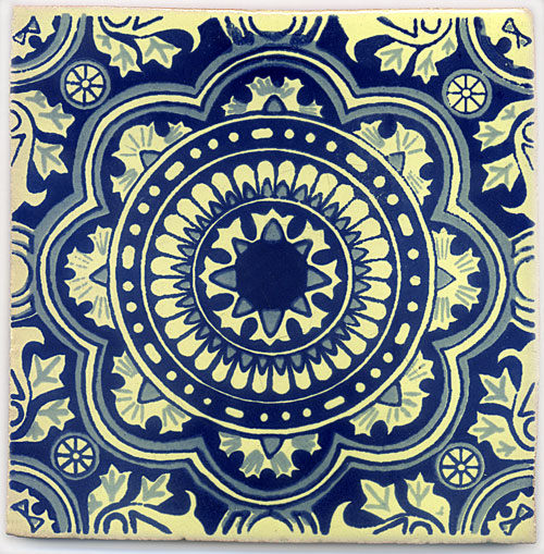 9-22-161 - Handbemalte Fliese 15x15 - Rosario azul azul