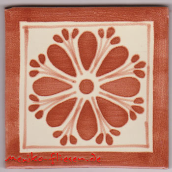 5-2-33-109 - Handbemalte Fliese 10x10 - Amapola Pluma marron