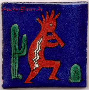 9-13-20 - Handbemalte Fliese 5x5 - Kokopelli azul
