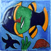 Handbemalte Fliese 10x10 - Pez verde