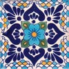 Handbemalte Fliese 10x10 - Azucena turqueza