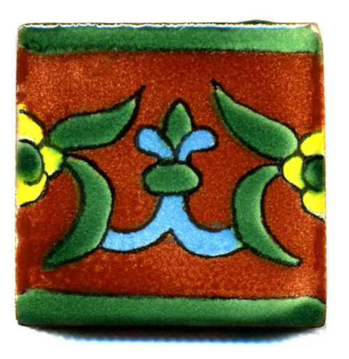 5-2-3001w5 - Handbemalte Fliese 5x5, Lilia Marron, Bordüre