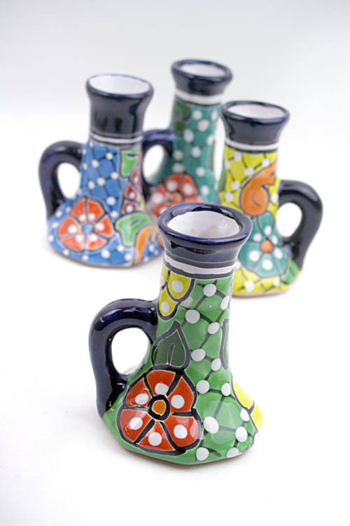 Vase - Kerzenleuchter Puebla - handbemalt, gelb