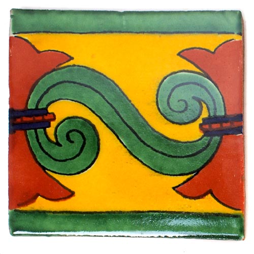 9-12-119 - Handbemalte Fliese 10x10 - Corinto mango