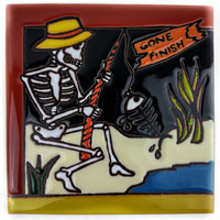 Relief-Fliese 15x15 - Angler-Skelett