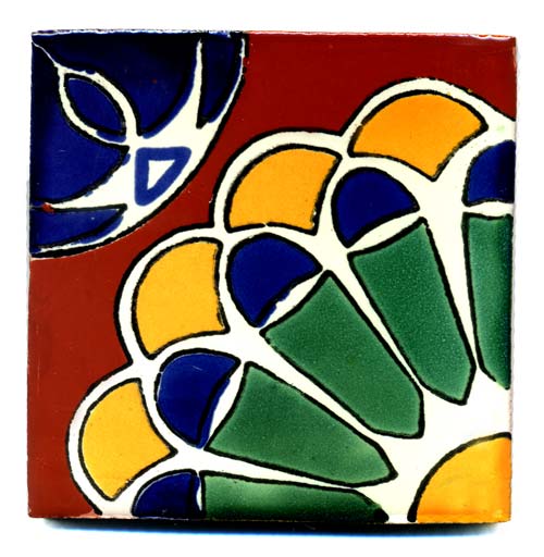 9-12-76 - Handbemalte Fliese 10x10 - Abanico