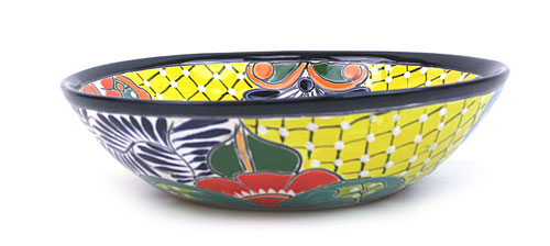 Schale groß Talavera, handbemalt, gelb