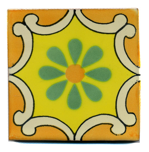 5-2-33-181 - Handbemalte Fliese 10x10 - Arabesque amarilla mango