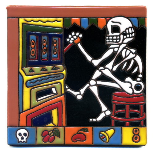 5-2-3726 - Relief-Fliese 10x10 - Casino Spieler Skelett