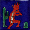 Handbemalte Fliese 5x5 - Kokopelli azul