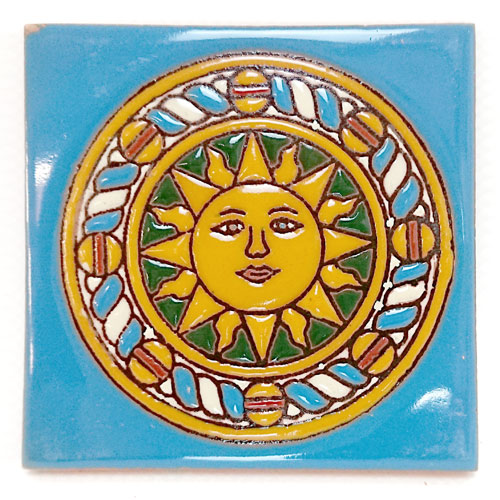 9-24-022 - Relief-Fliese 10x10 - Sol Medallon Turqueza