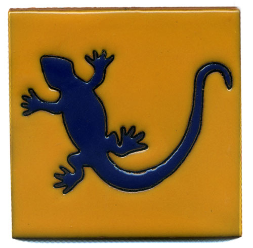 9-24-032 -  Relief-Fliese 10x10 - Lagartija azul mango