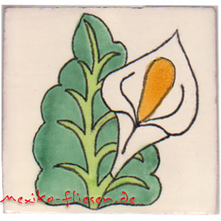 9-12-93 - Handbemalte Fliese 10x10  - Aro solo blanco