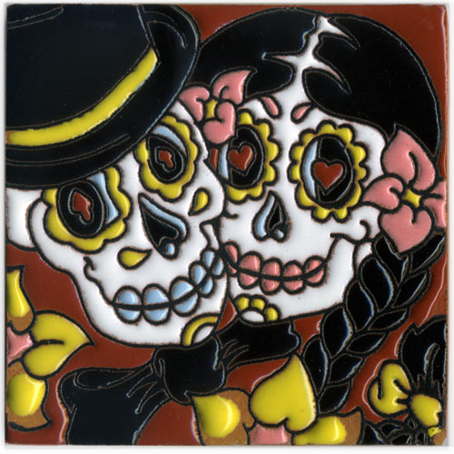 9-24-009 - Relief-Fliese 10x10 - Skull Traumpaar