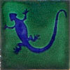 Handbemalte Fliese 5x5 - Gecko azul verde