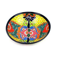 Schale groß Talavera, handbemalt, gelb