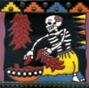 Relief-Fliese 15x15 - Skelett bei Chili-Ernte