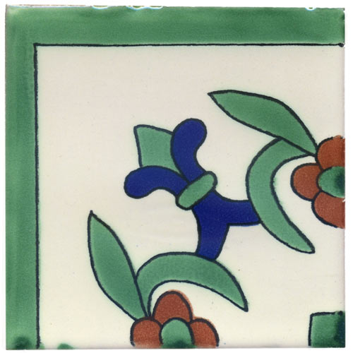 Eckfliese 10x10 Lilia Fondo Blanco, verde