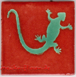 9-13-27 - Handbemalte Fliese 5x5 - Gecko  verde-tc.